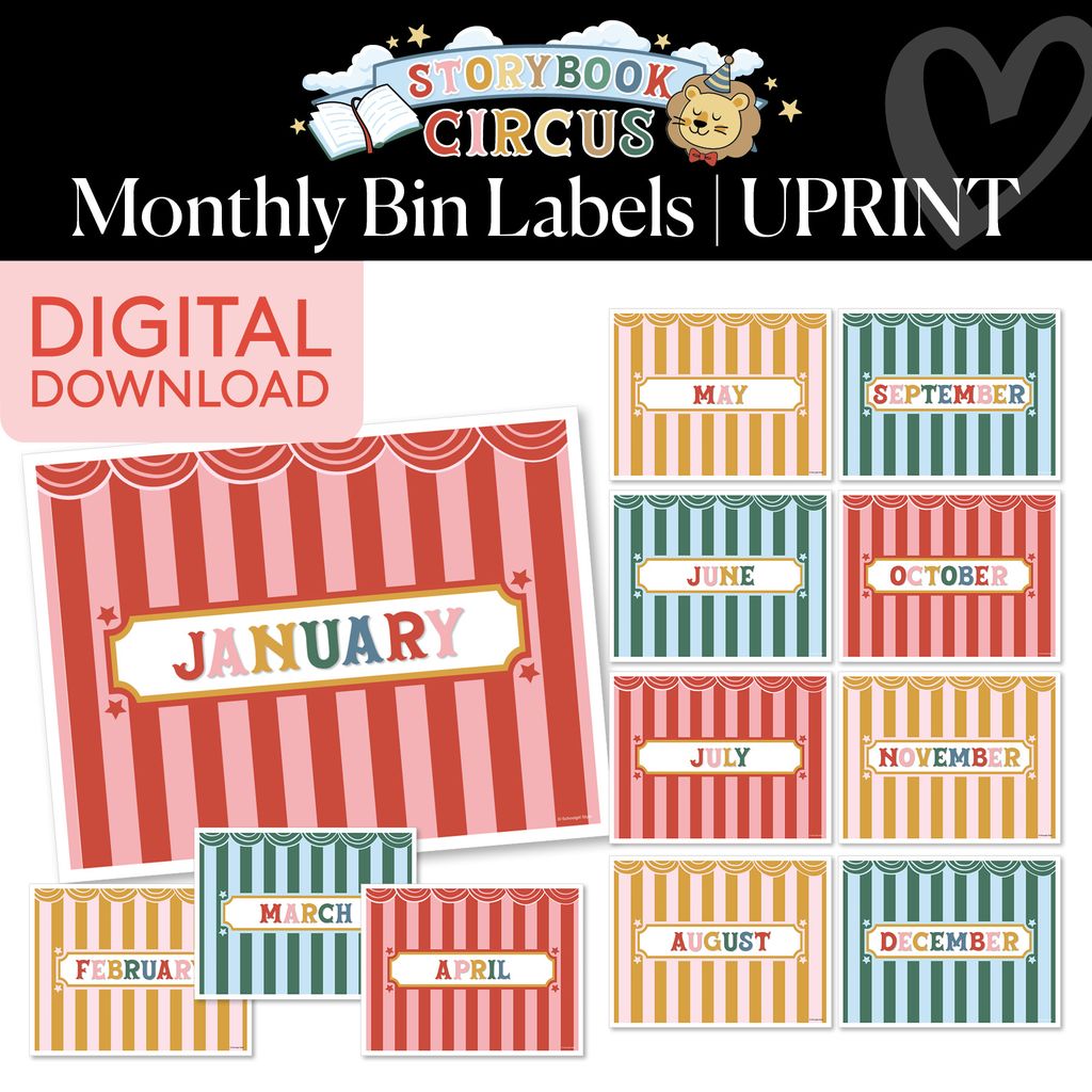 Printable Vintage Monthly Bin Labels | Storybook Circus