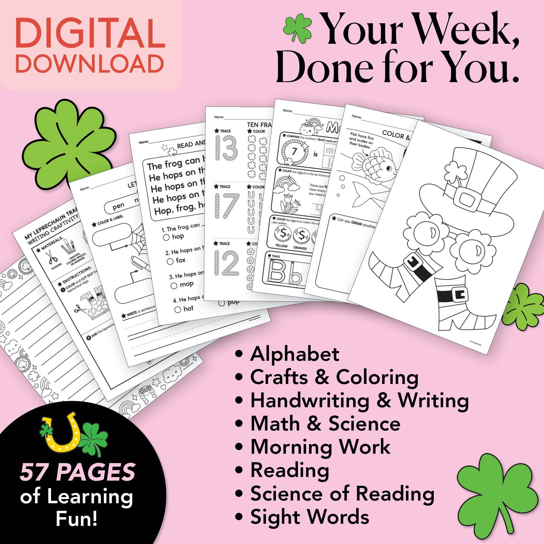Printable Kindergarten March Week 2 Resources