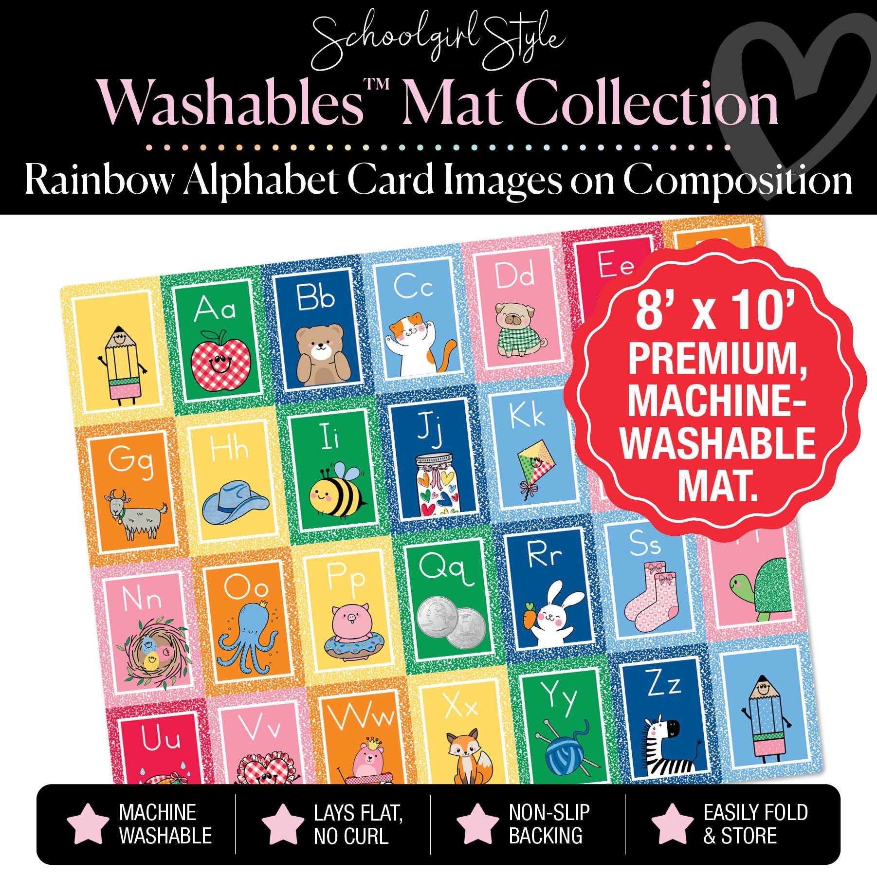 Rainbow Alphabet Card Images on Composition Classroom Mat by Schoolgirl Style