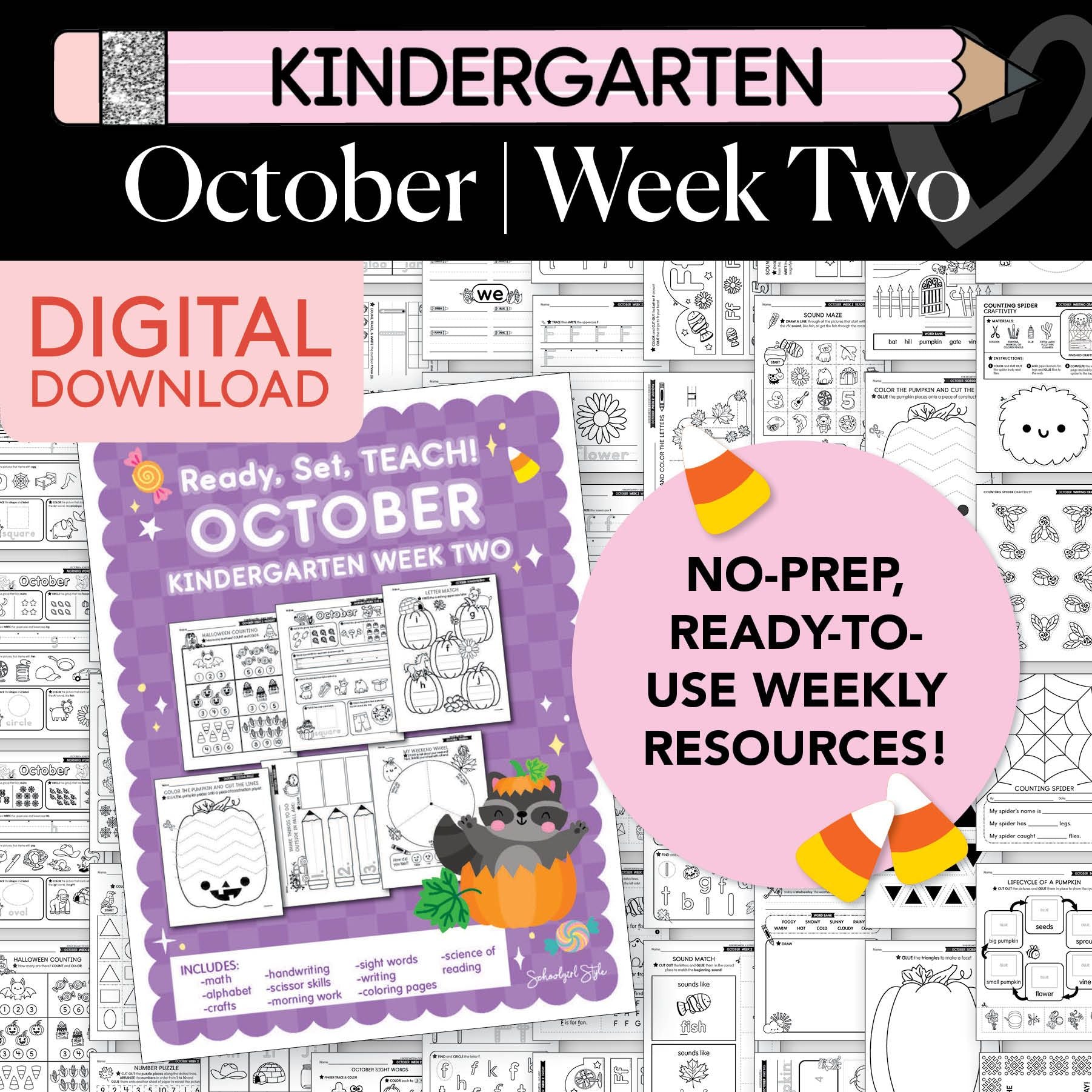 Printable Kindergarten October Week 2 Resources