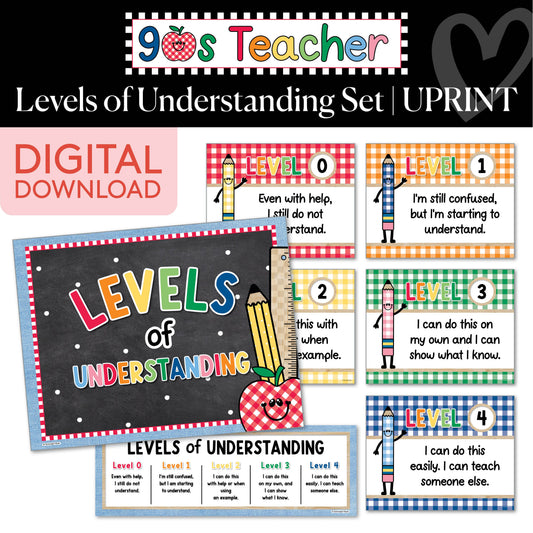Printable Retro Levels of Understanding Set | 90s Teacher