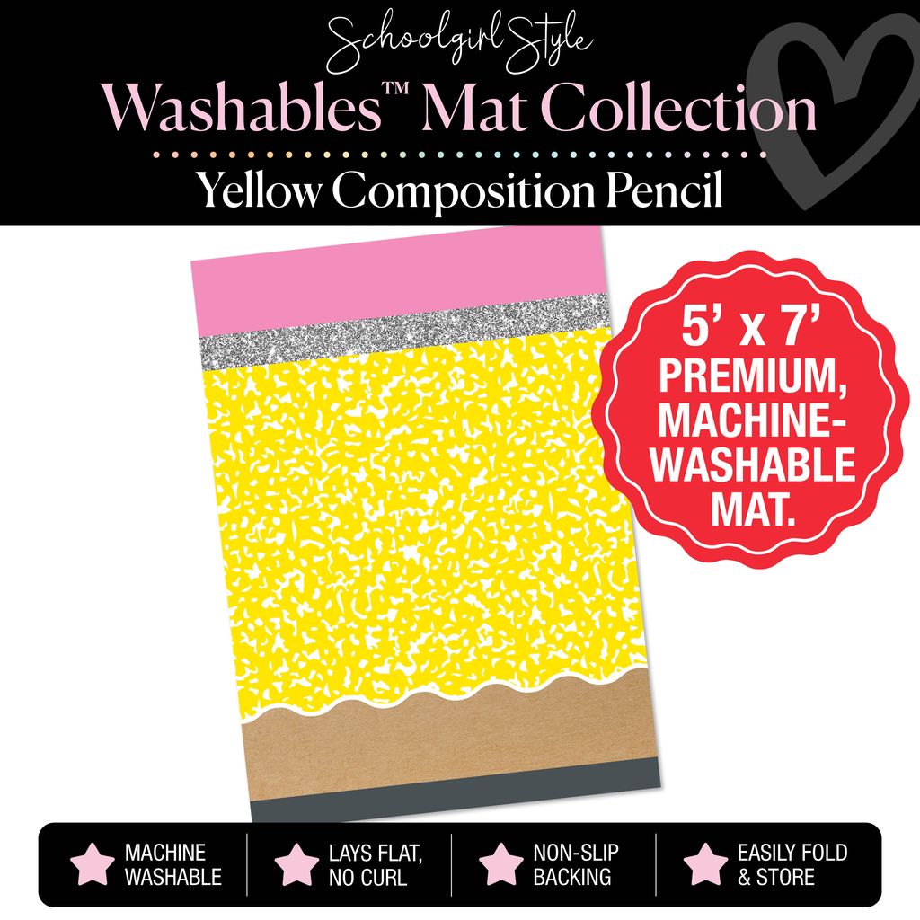 Yellow Composition Pencil Classroom Mat by Schoolgirl Style