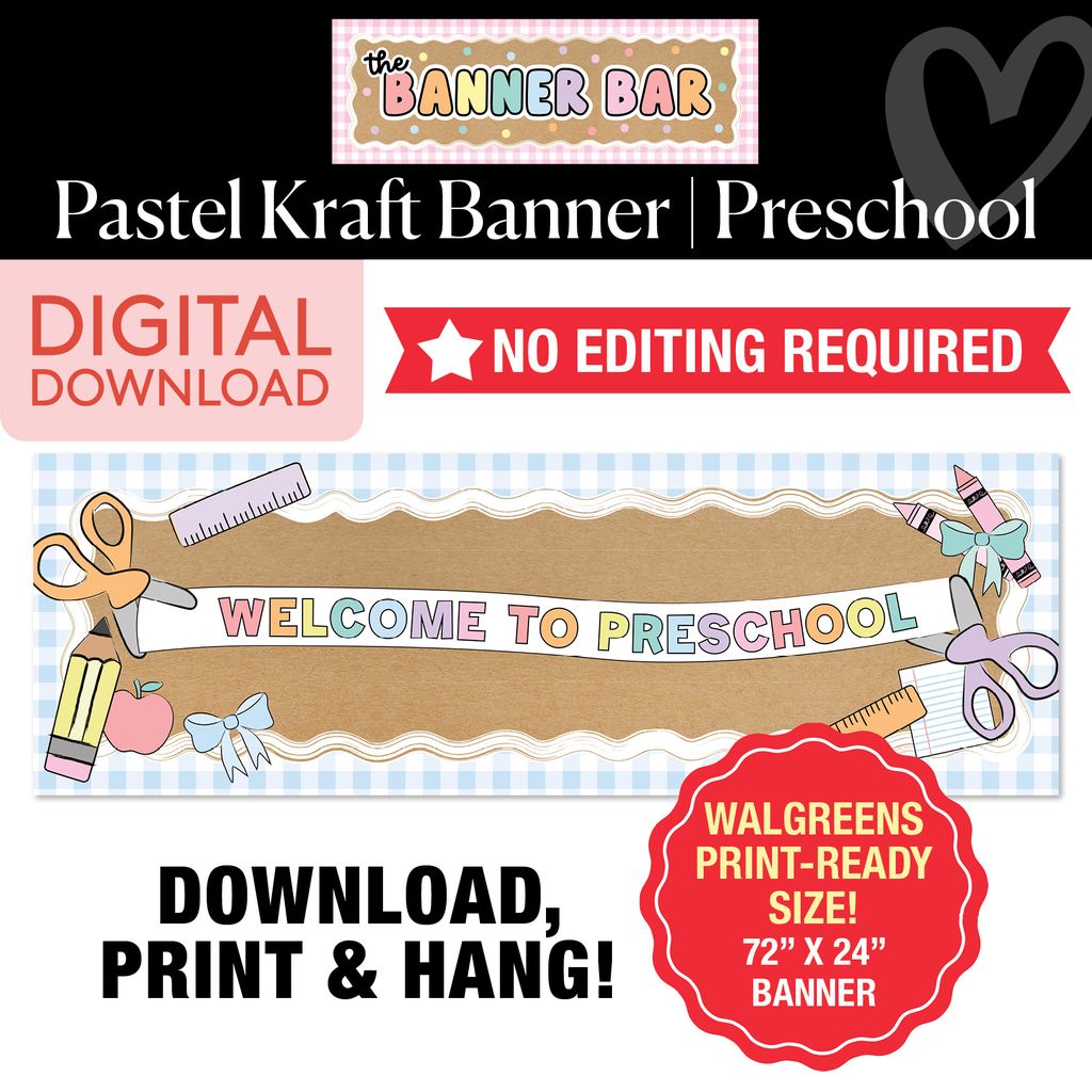 Pastel Welcome To Preschool Walgreens Ready Kraft Style Banner