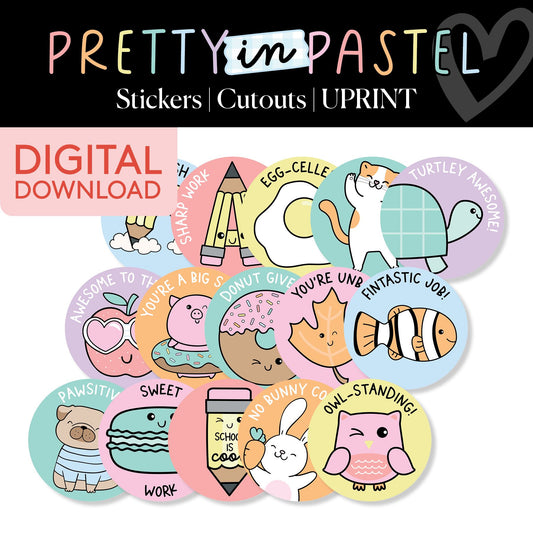Printable Pastel Stickers Bulletin Board Cutout | Pretty in Pastel