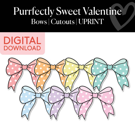 Printable Valentines Bows Cutouts | Purrfectly Sweet Valentine