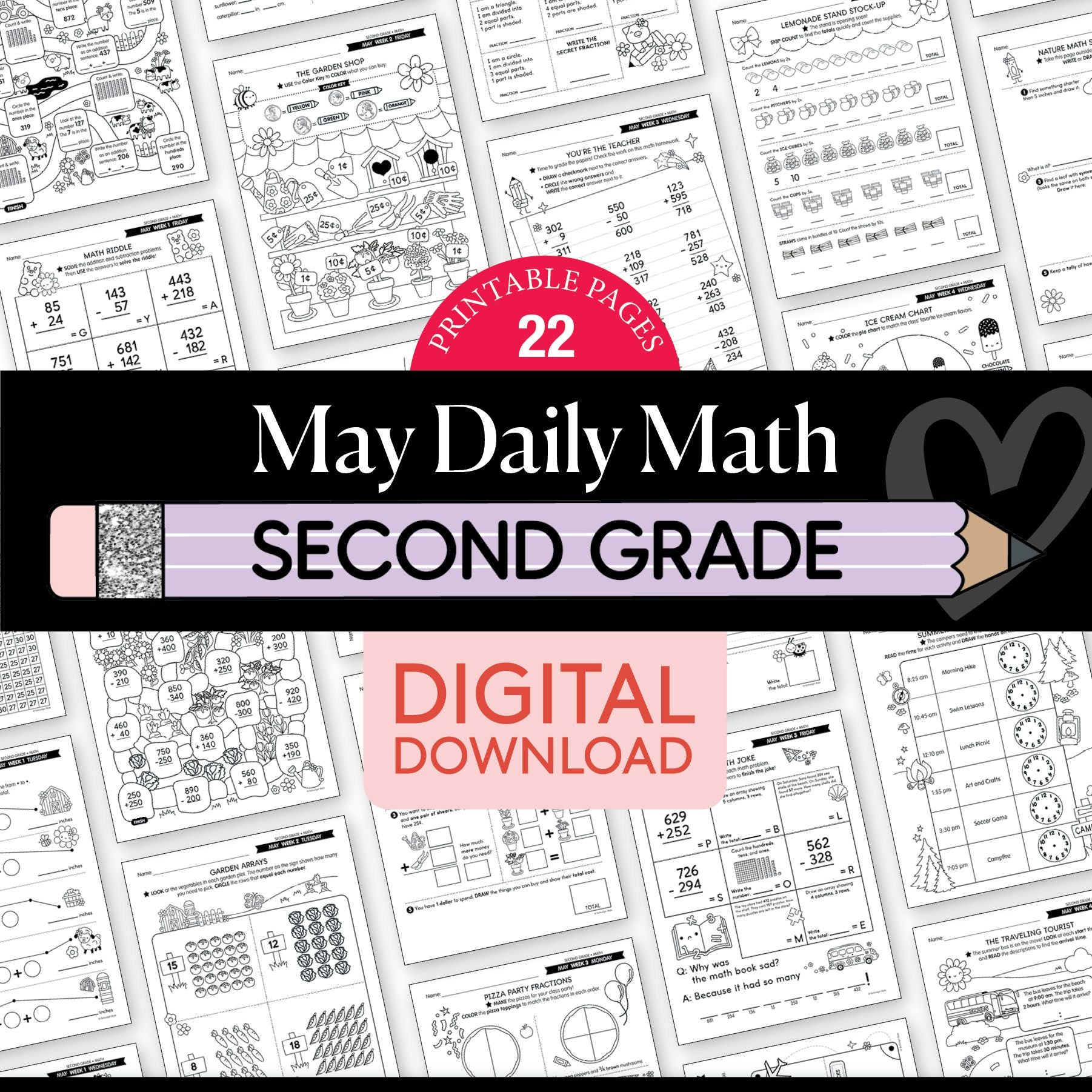 Printable Second Grade May Daily Math