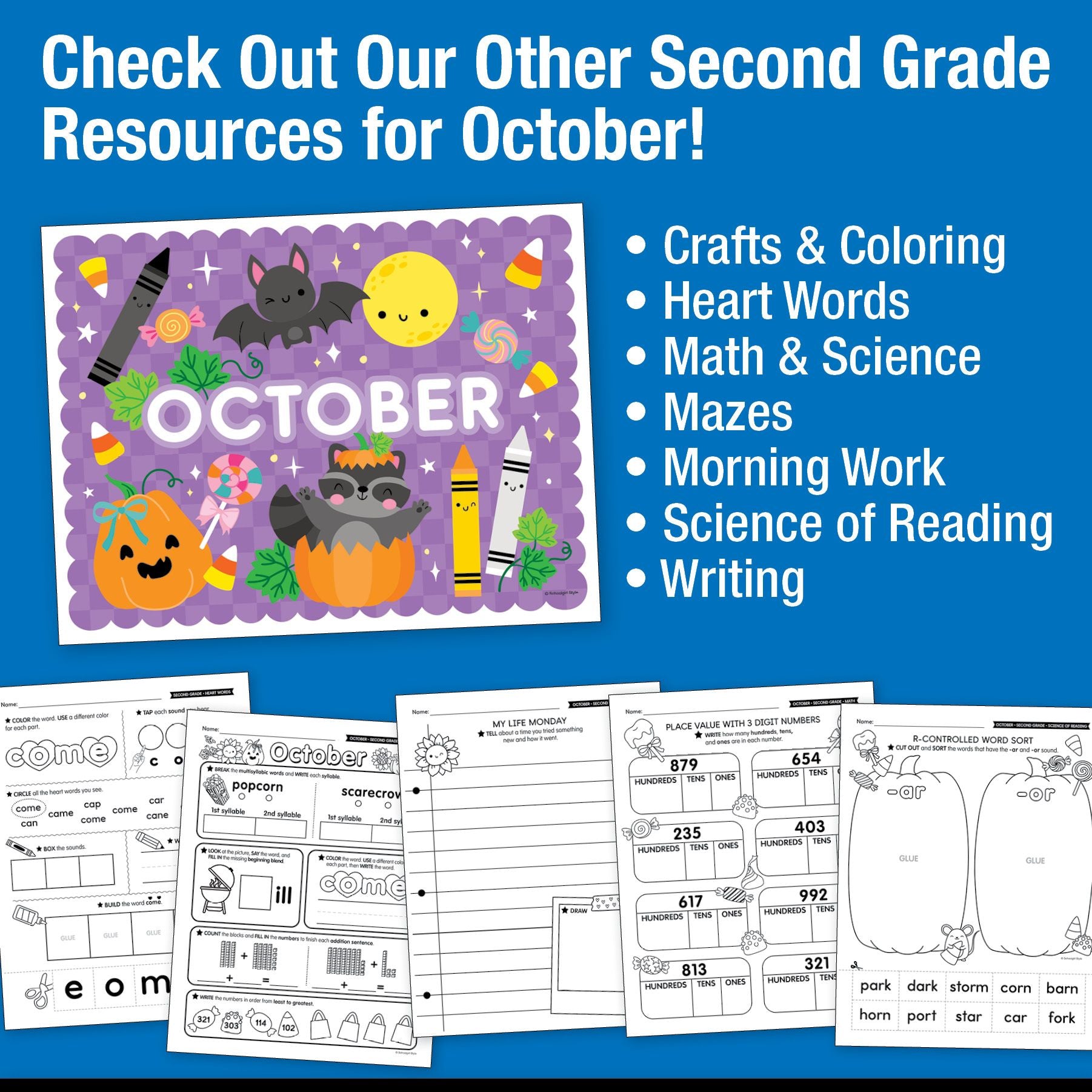 Printable Second Grade October Daily Reading