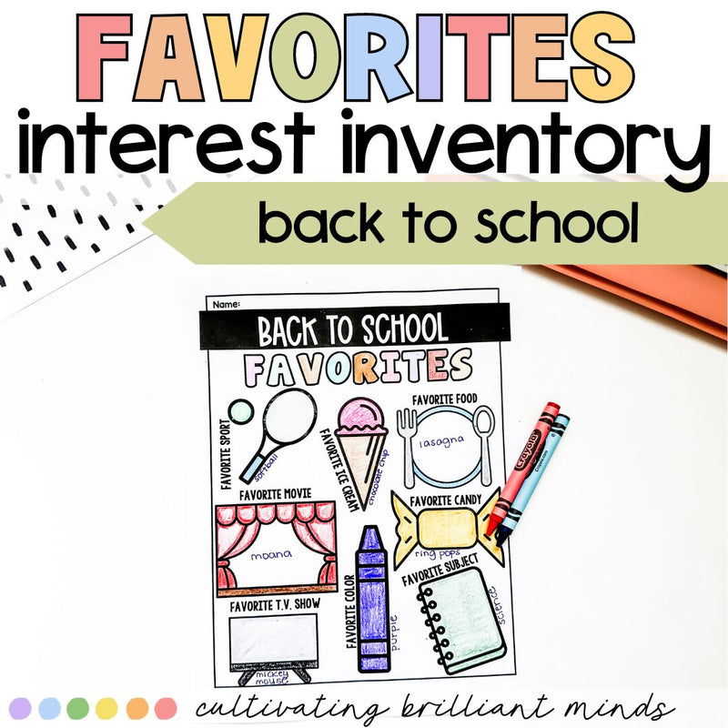 Back to School Favorites Survey | Student Survey | Interest Inventory
