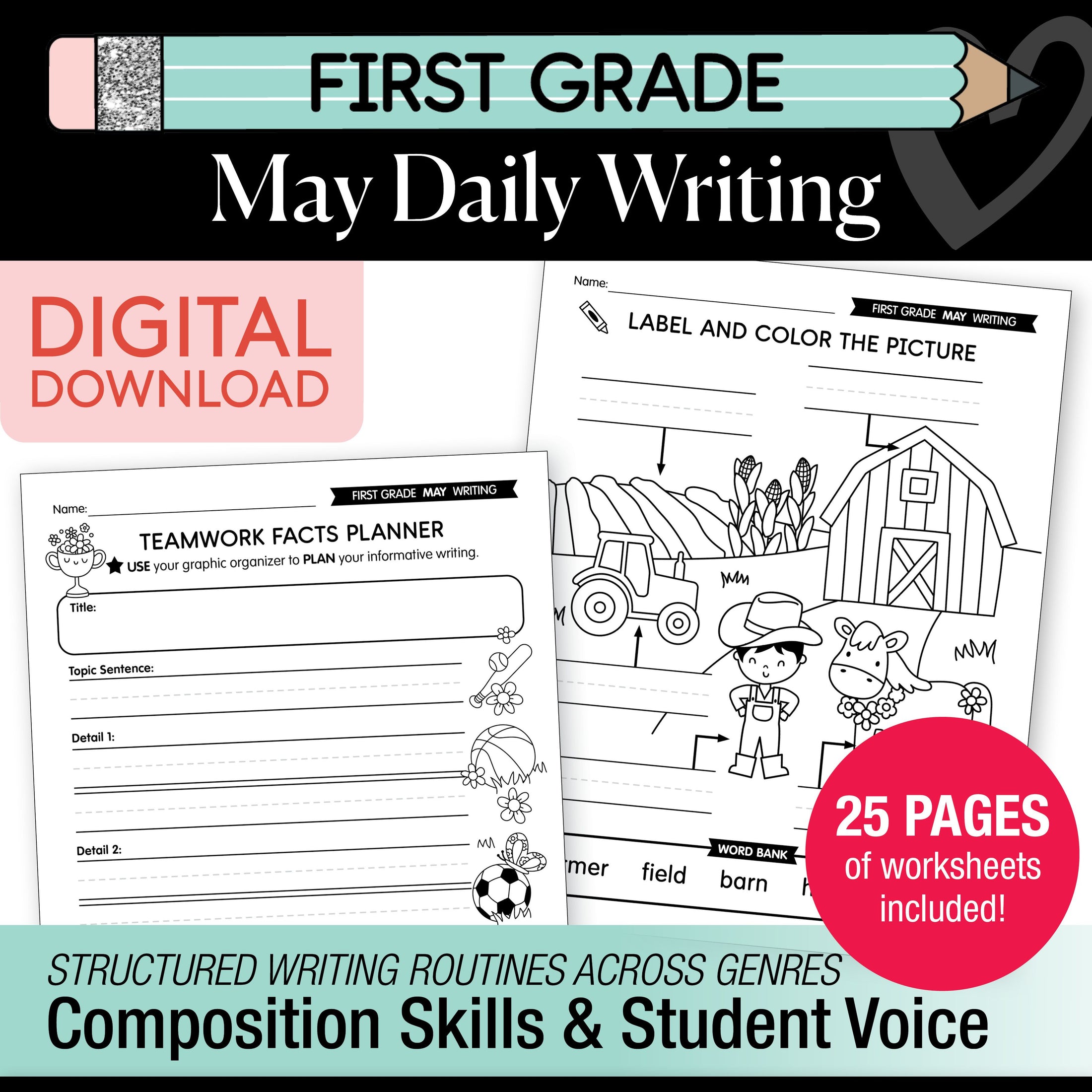 Printable First Grade May Daily Writing