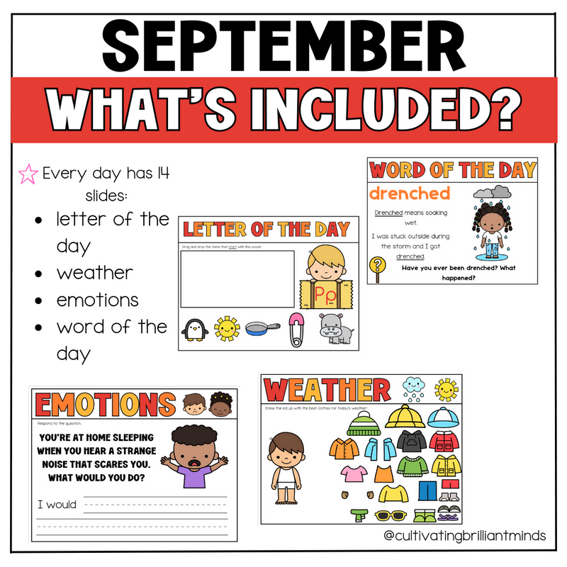 September Morning Meeting Slides | Digital Slides| Back to School |Google Slides