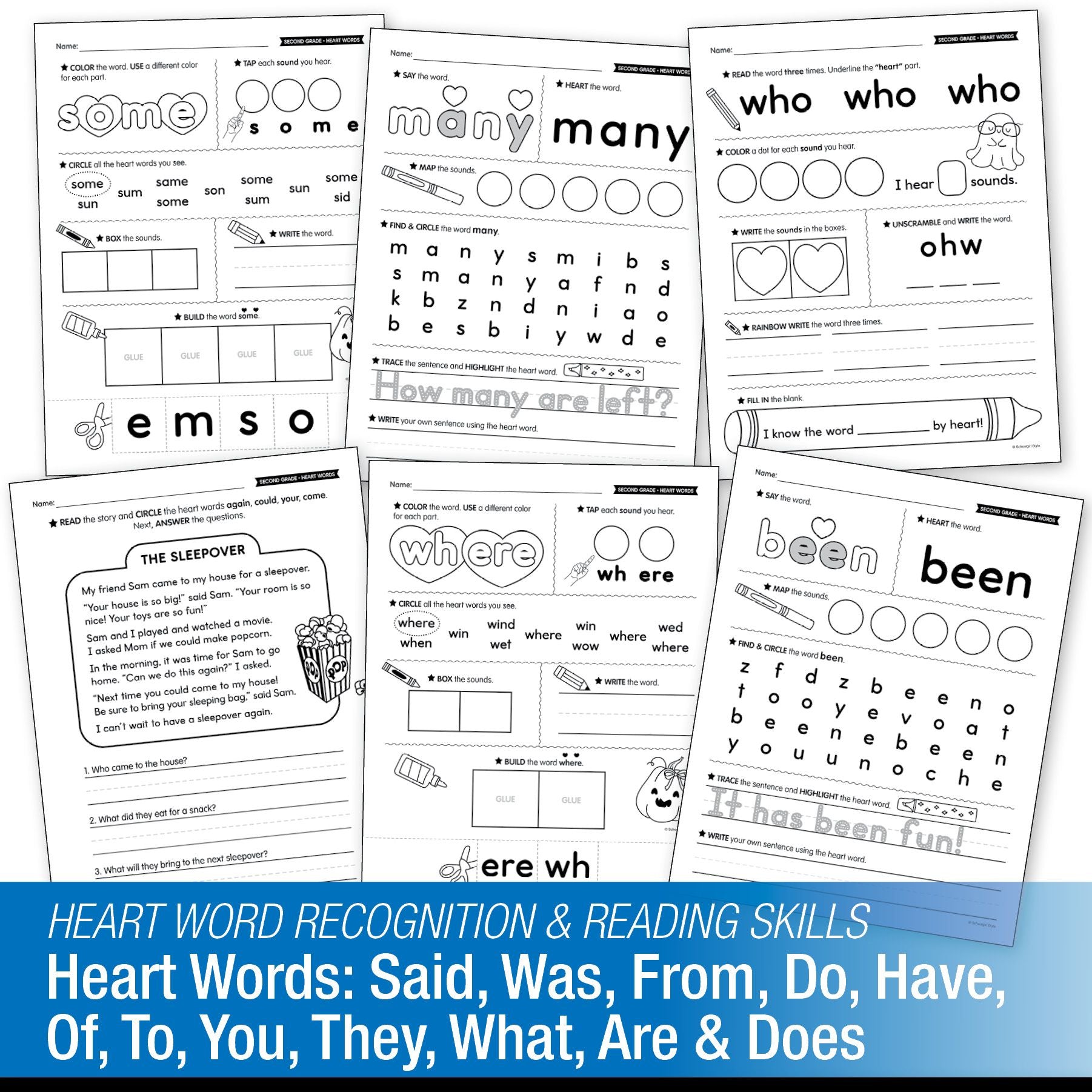 Printable Second Grade October Daily Heart Words