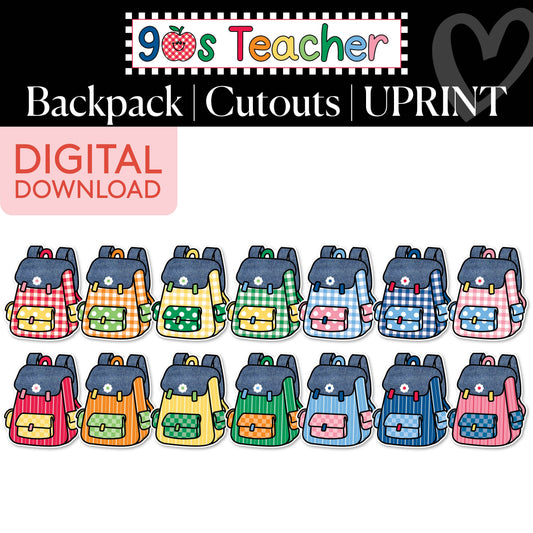 Printable Retro Backpack Friends Cutouts | 90s Teacher