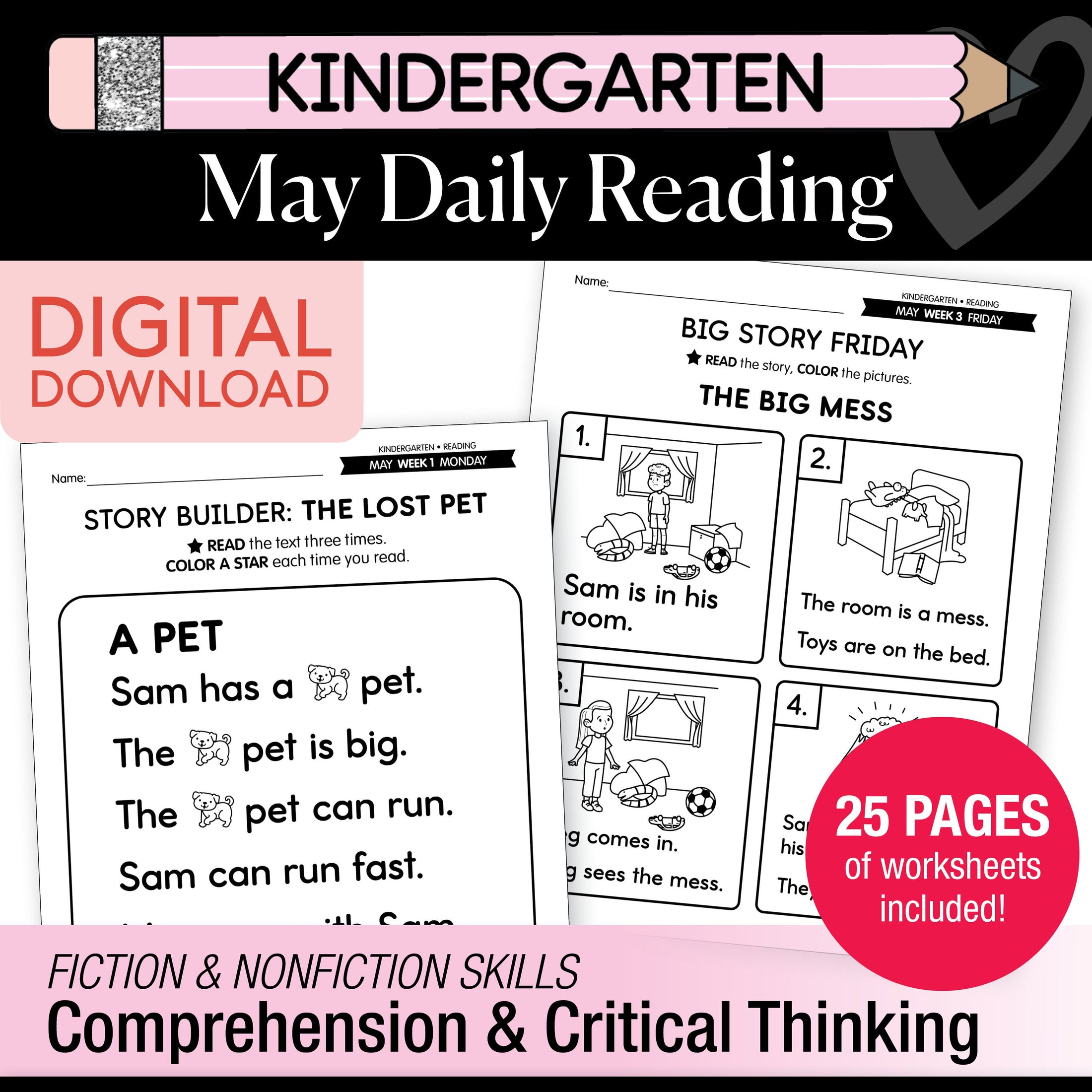 Printable Kindergarten May Daily Reading