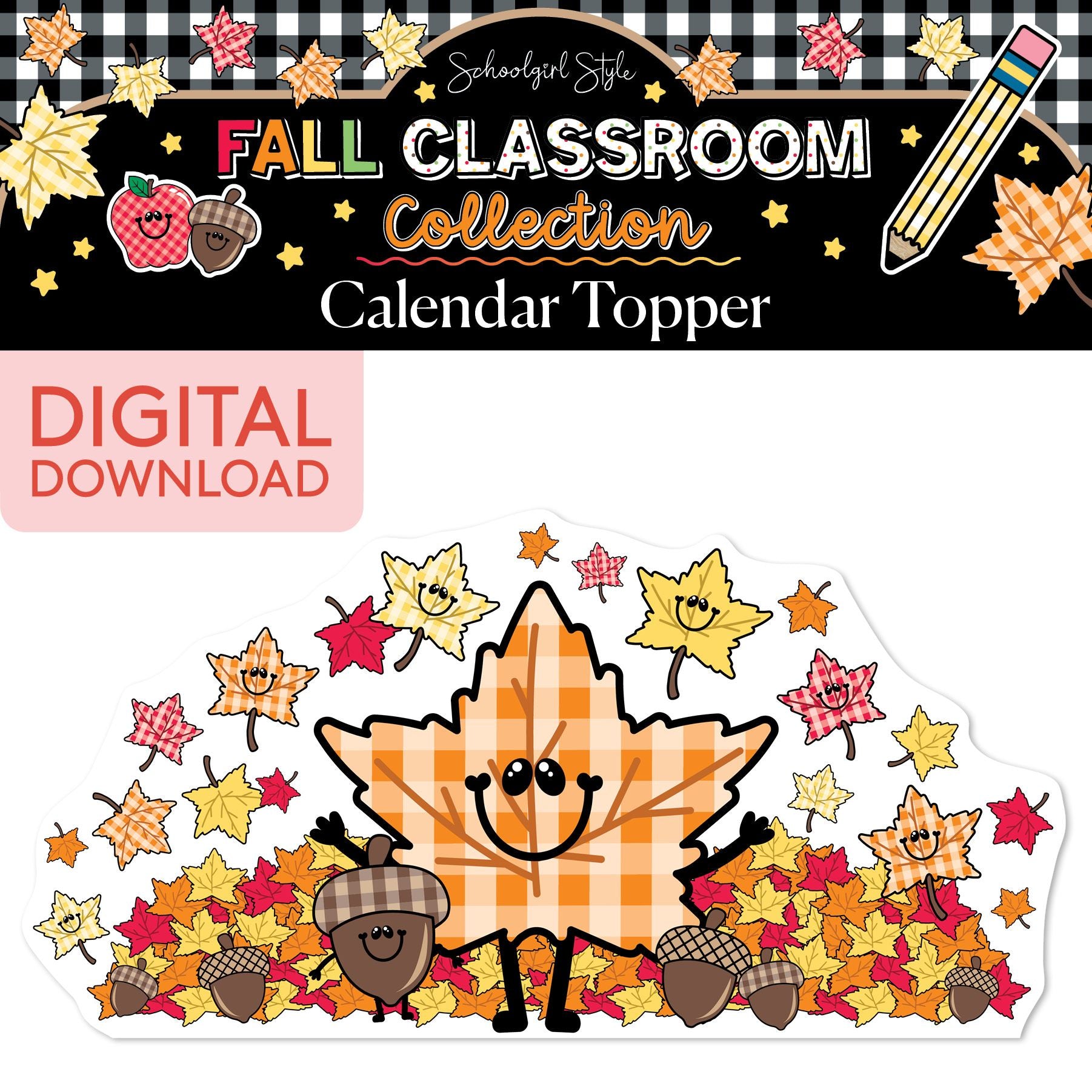 Printable Fall Leaves Calendar Topper | 90s Teacher
