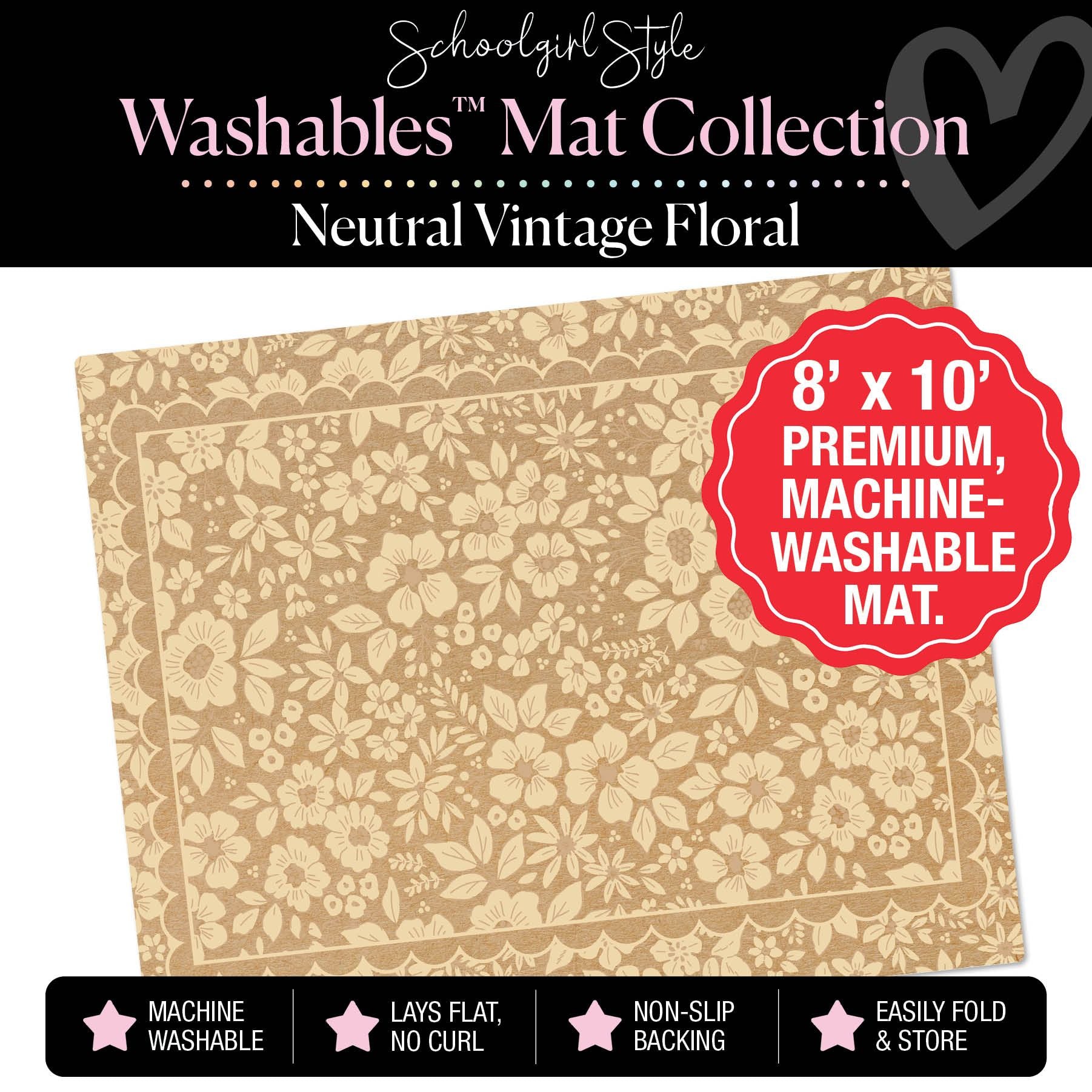 Neutral Vintage Floral Classroom Mat by Schoolgirl Style