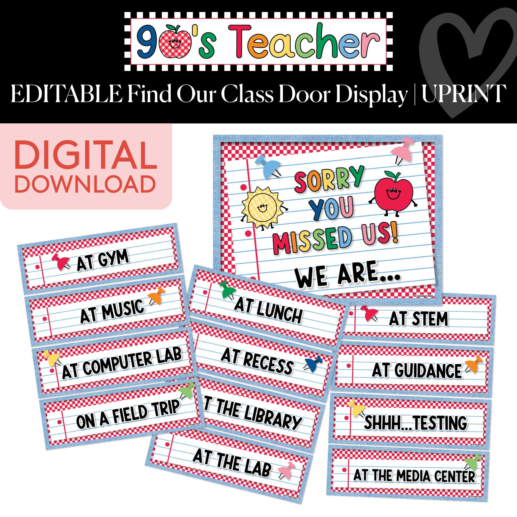 Printable Editable Find Our Class Retro Door Display | 90s Teacher