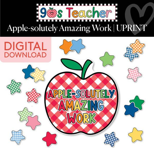 Printable Retro Apple-solutely Amazing Work Bulletin Board Set | 90s Teacher