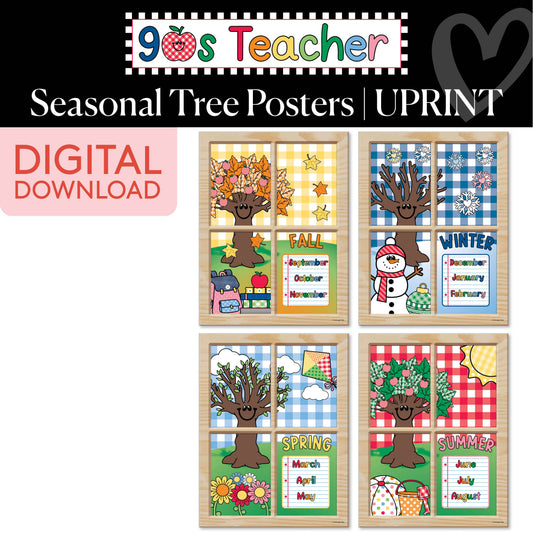 Printable Seasonal Tree Posters Bundle | 90s Teacher
