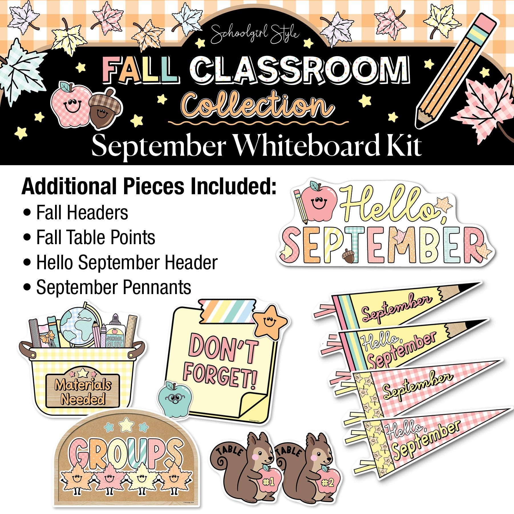 Printable Pastel Fall September Whiteboard Kit