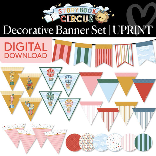 Printable Vintage Decorative Banner Set | Storybook Circus