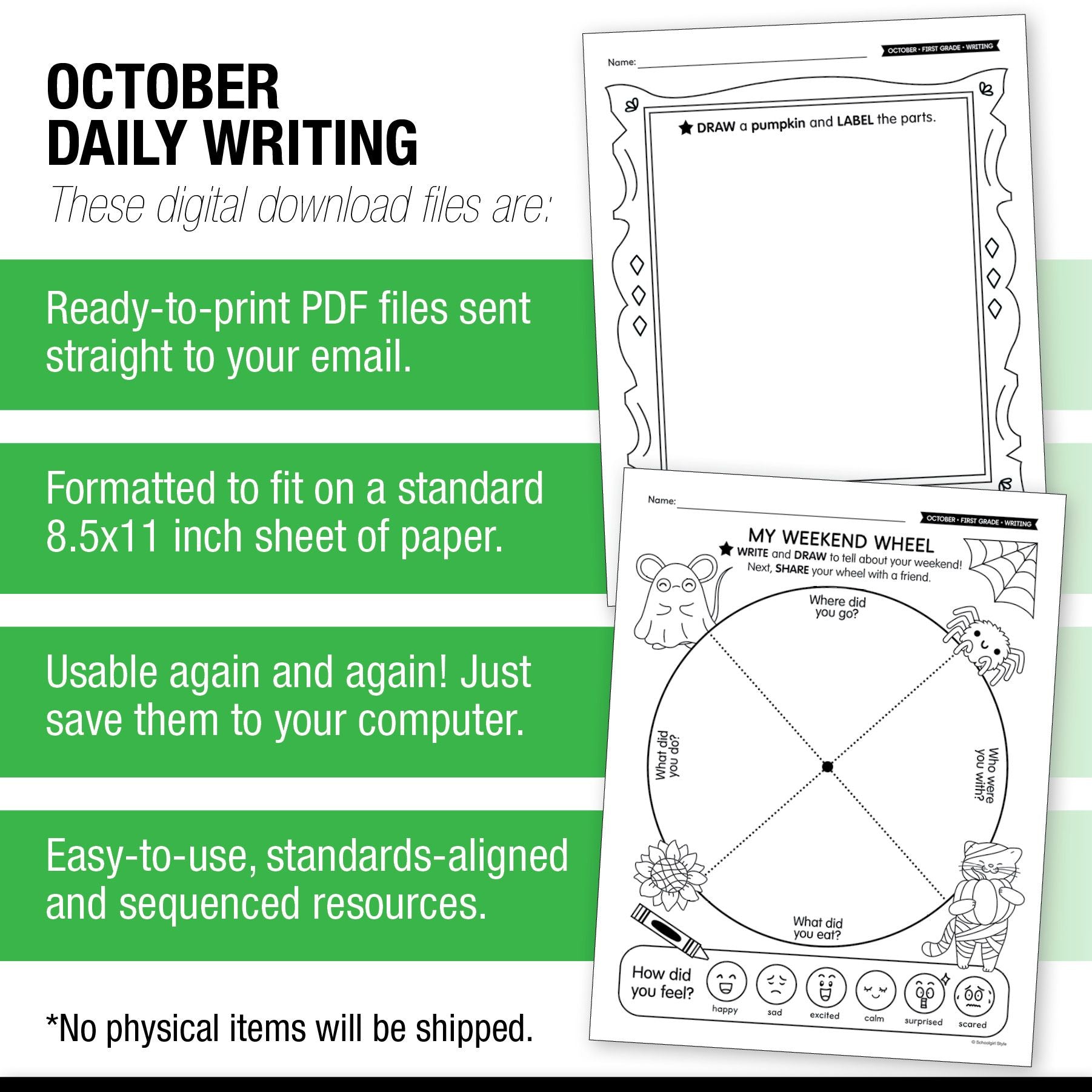 Printable First Grade October Daily Writing