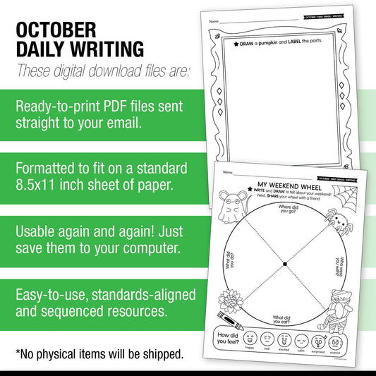 Printable First Grade October Daily Writing