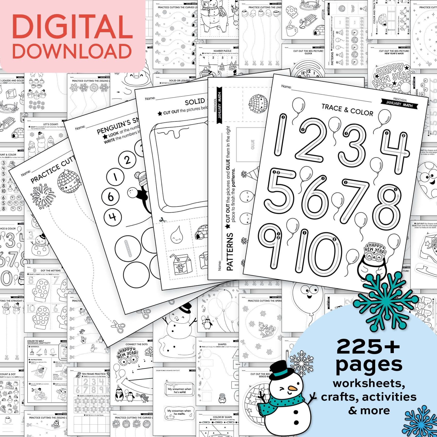 Printable Preschool January Thematic Unit Bundle