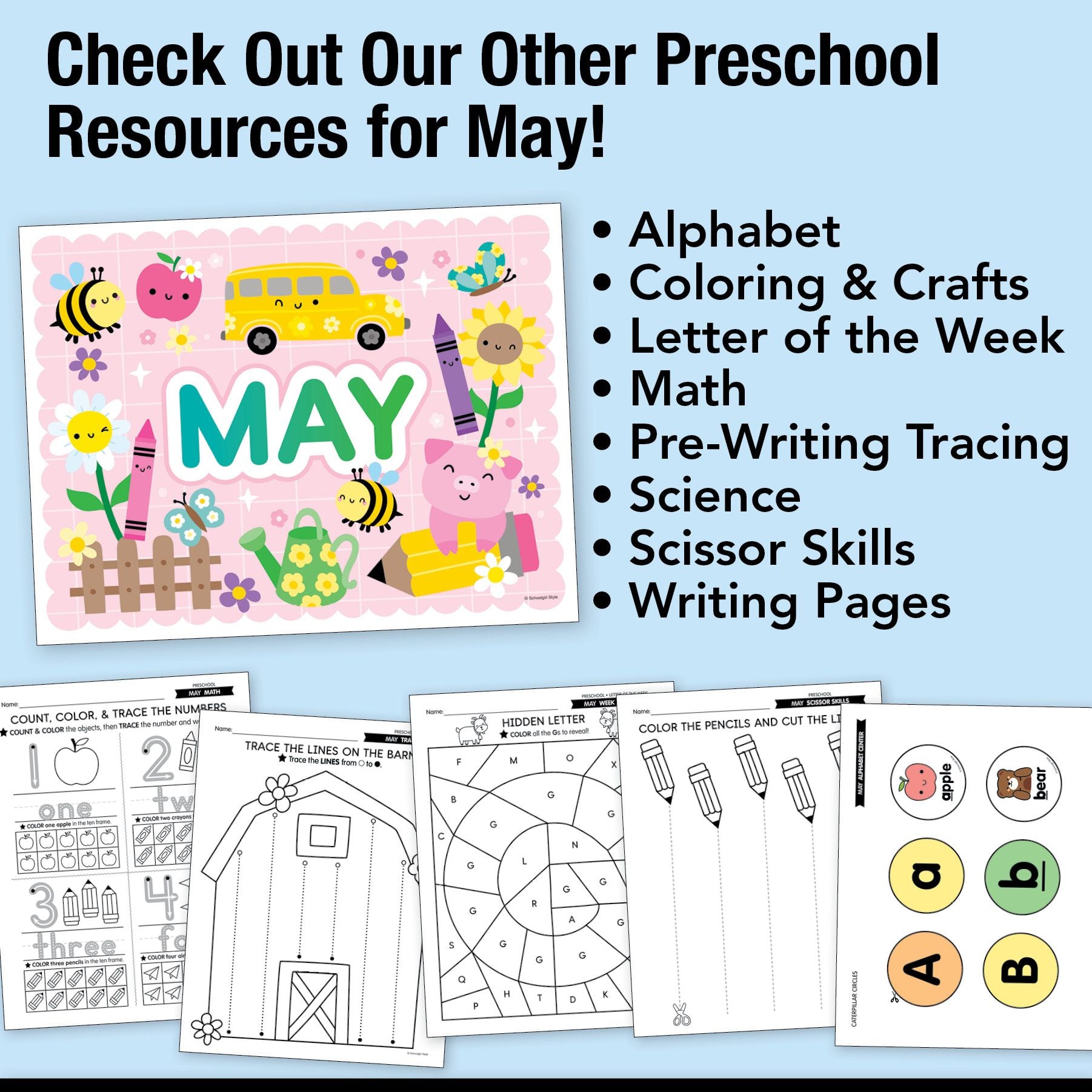 Printable Preschool May Daily Directed Drawing