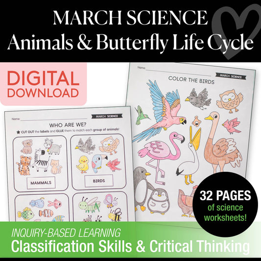 Printable March Science - Animals & Butterfly Life Cycle