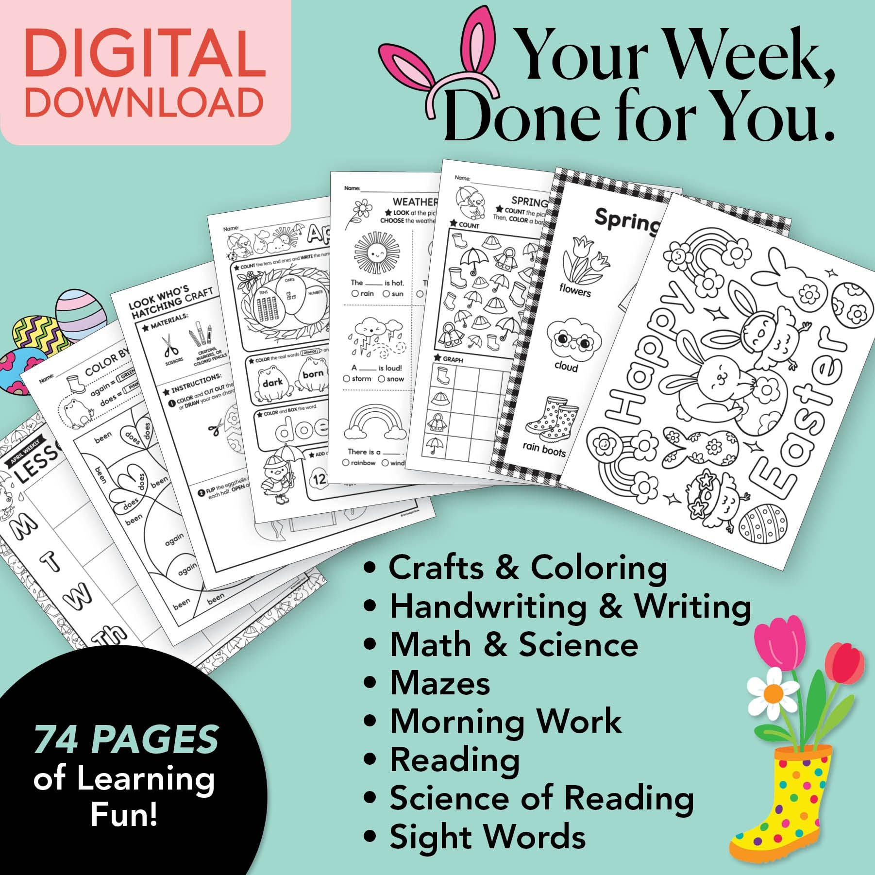 Printable First Grade April Week 1 Resources