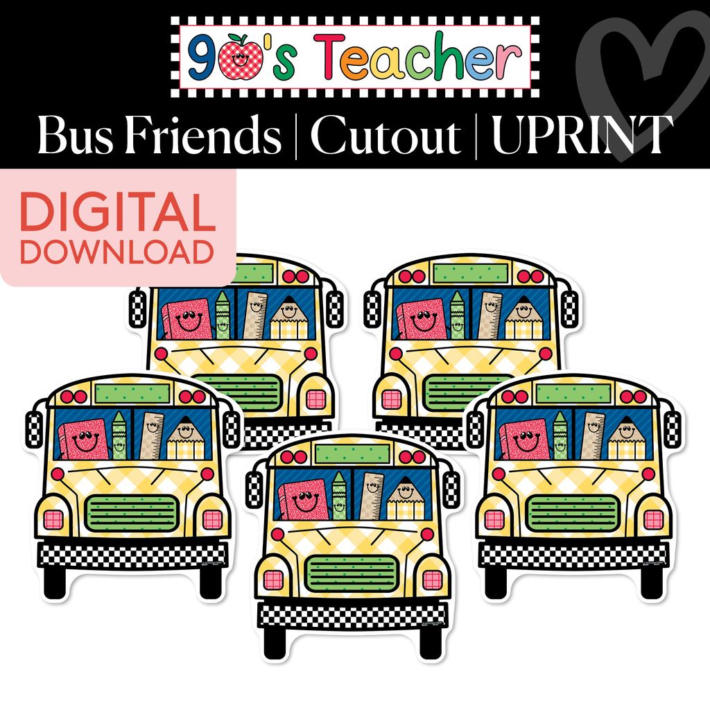 Printable Retro Bus Friends Cutouts | 90s Teacher