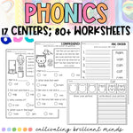 CVC Short A Phonics Centers & Worksheets | Phonics Activities | Kinder,1st Grade
