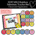 Load image into Gallery viewer, Printable Rainbow Editable Substitute Teacher Bin | School Days
