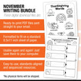 Load image into Gallery viewer, Printable Kindergarten November Writing Bundle
