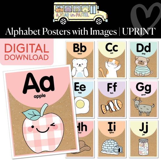 Printable Alphabet Posters with Images | A Year In Pastel