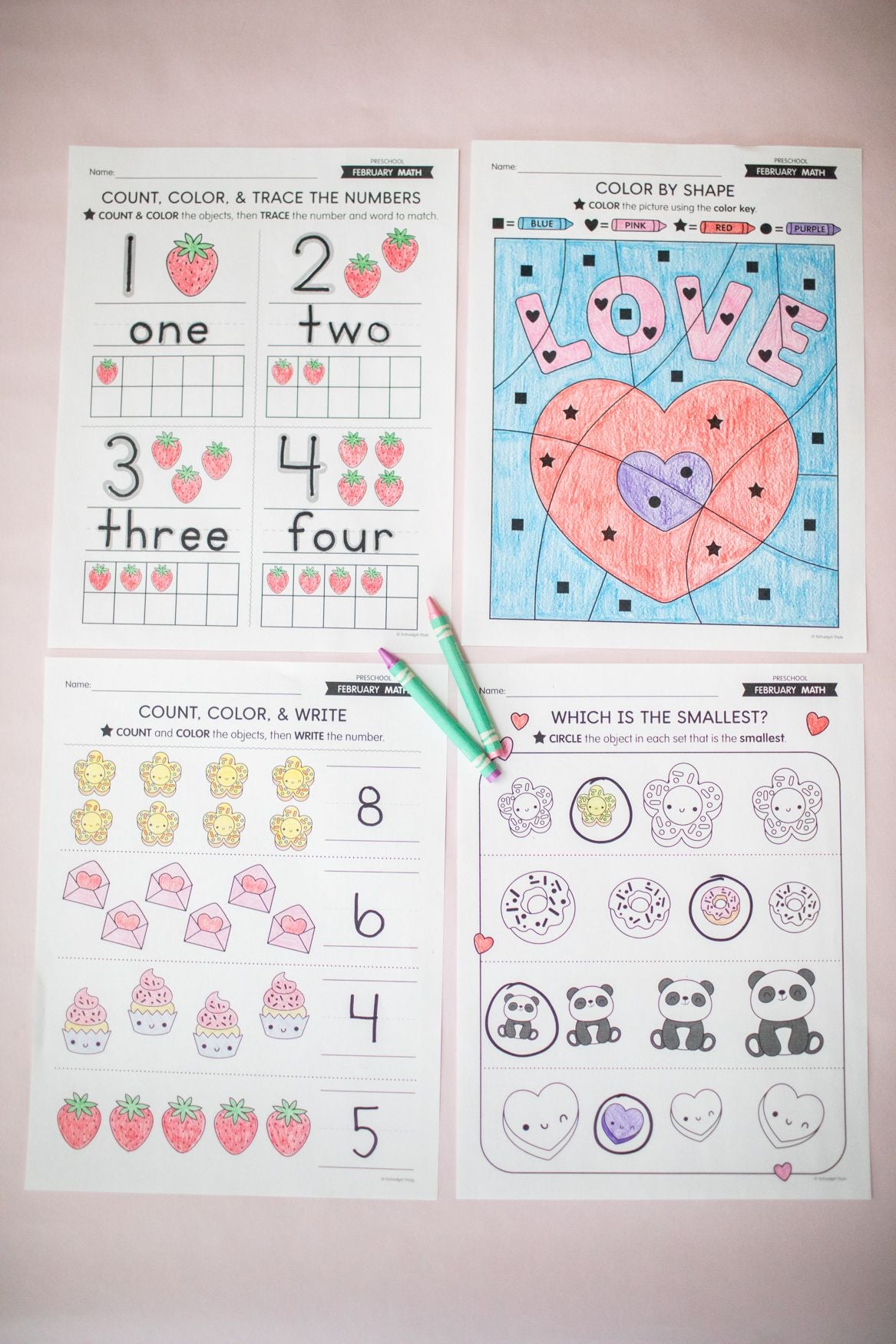 Printable Preschool February Daily Math