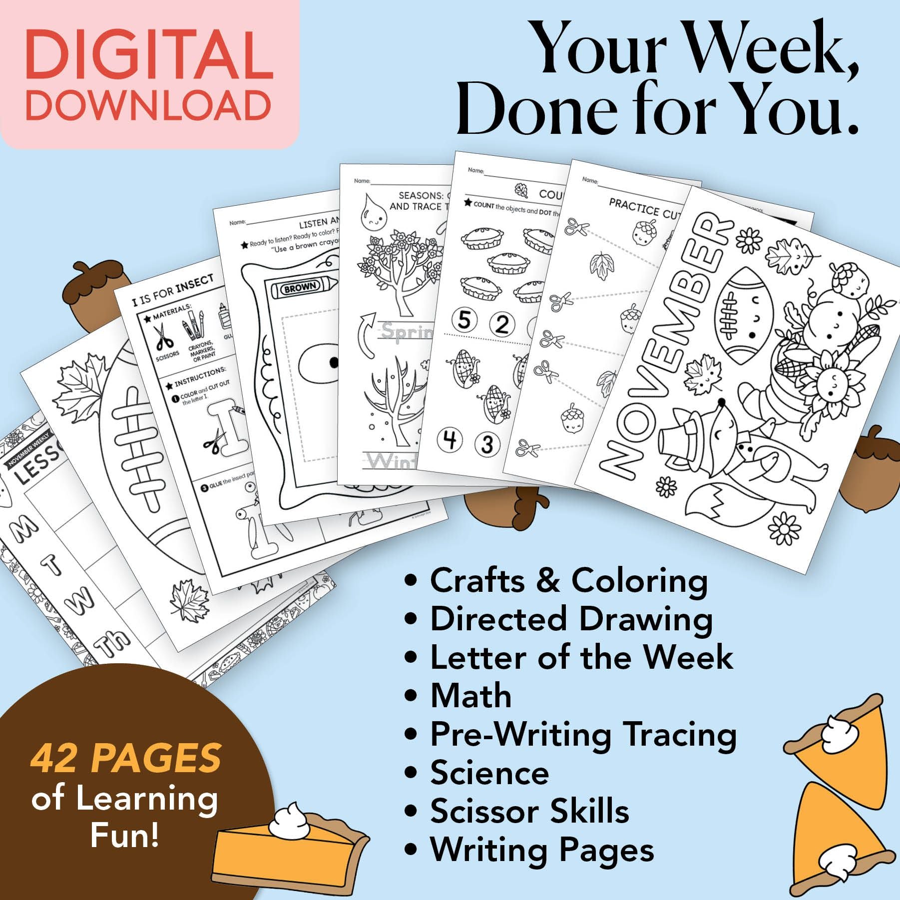 Printable Preschool November Week 1 Resources