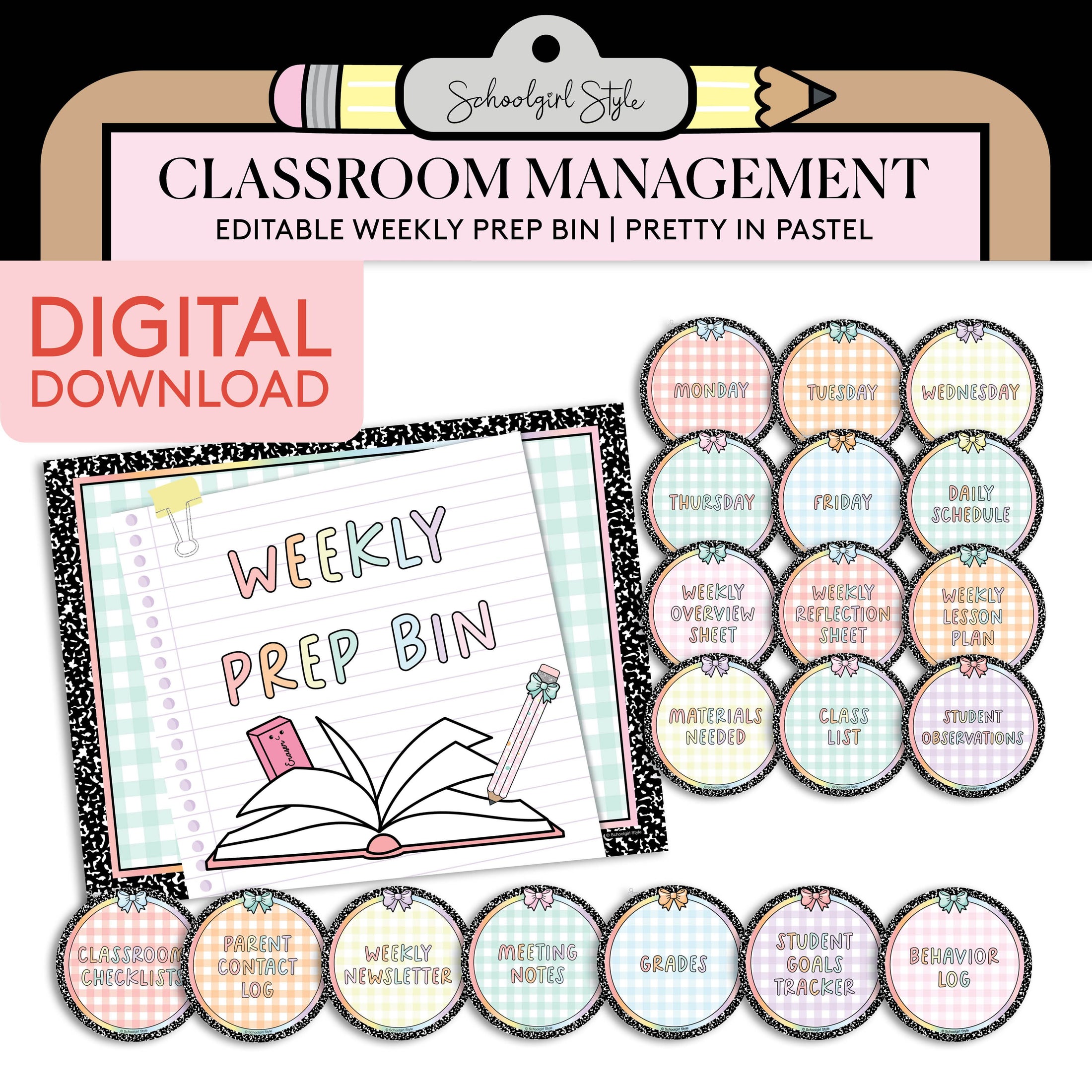 Printable Pastel Weekly Prep Bin | Pretty In Pastel