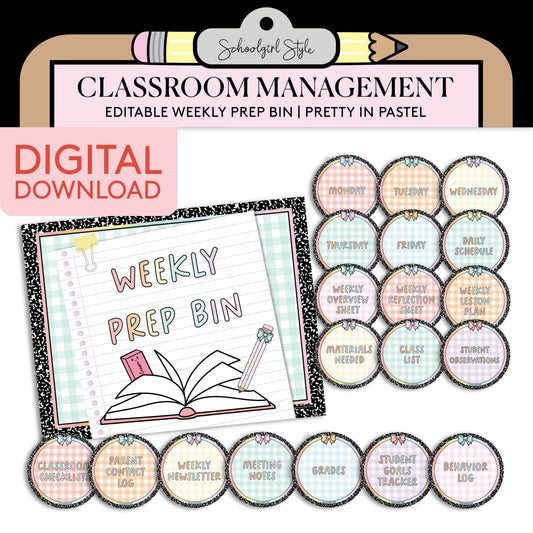 Printable Pastel Weekly Prep Bin | Pretty In Pastel