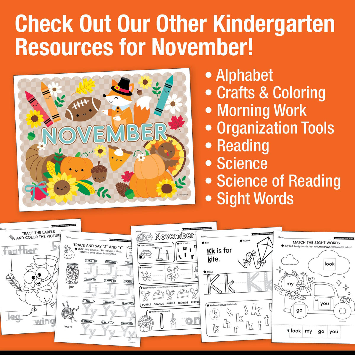 Printable Kindergarten November Daily Math