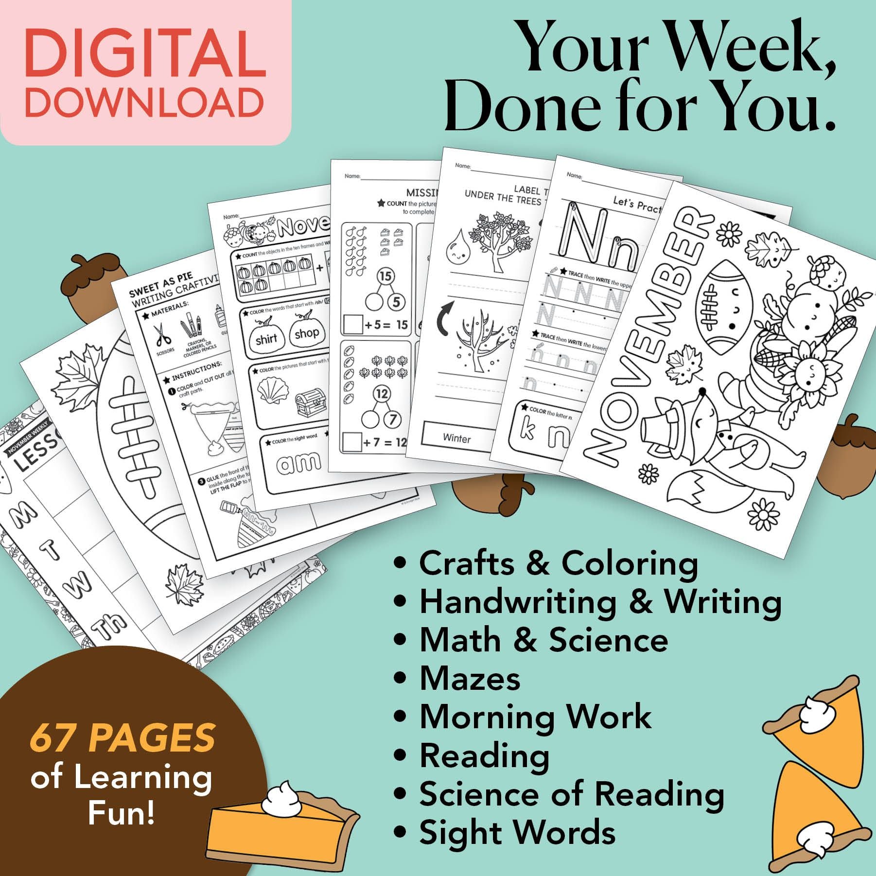 Printable First Grade November Week 1 Resources