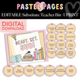 Load image into Gallery viewer, Printable Boho Pastel Editable Substitute Teacher Bin | Pastel Pages
