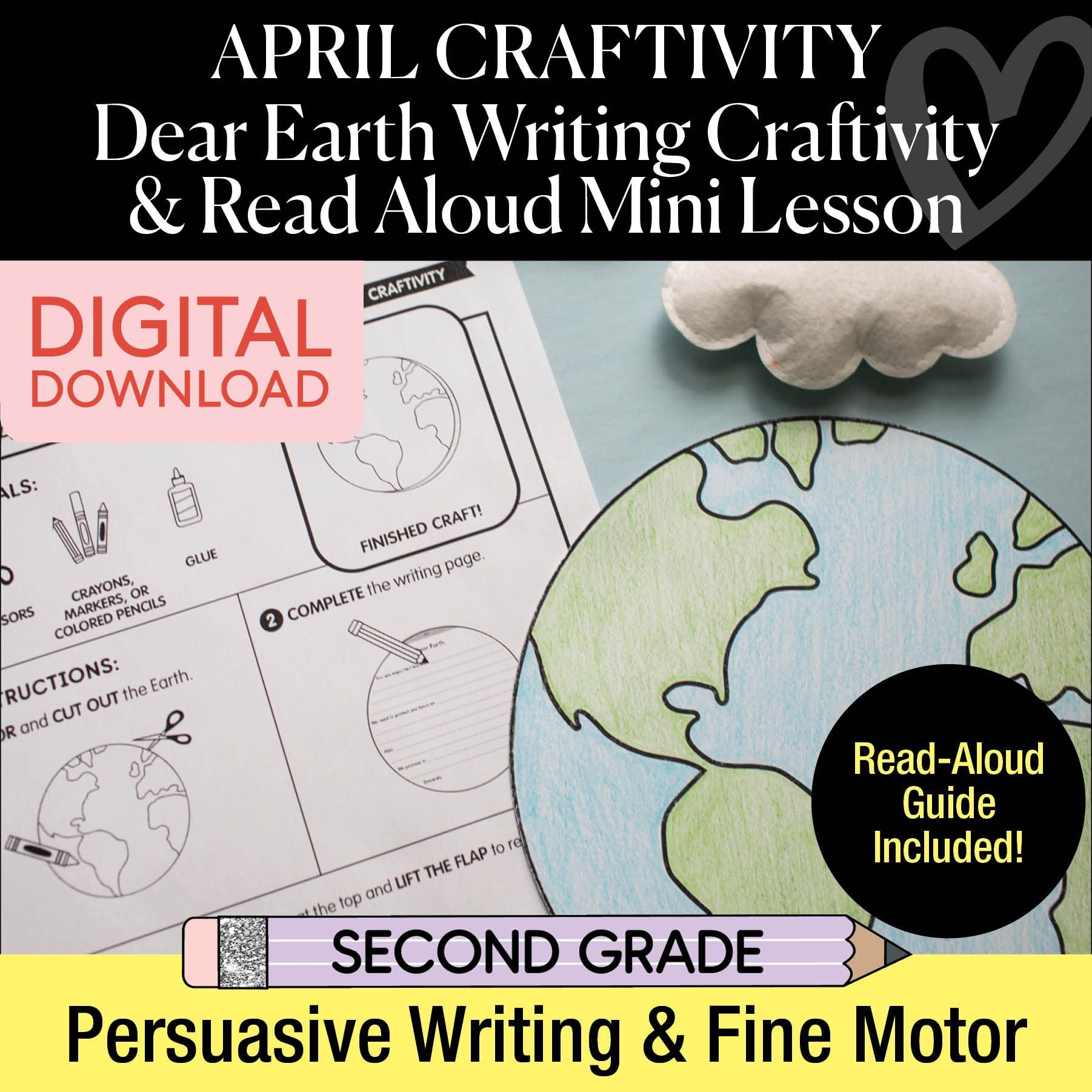Printable April Dear Earth Writing Craftivity and Read Aloud Mini Lesson