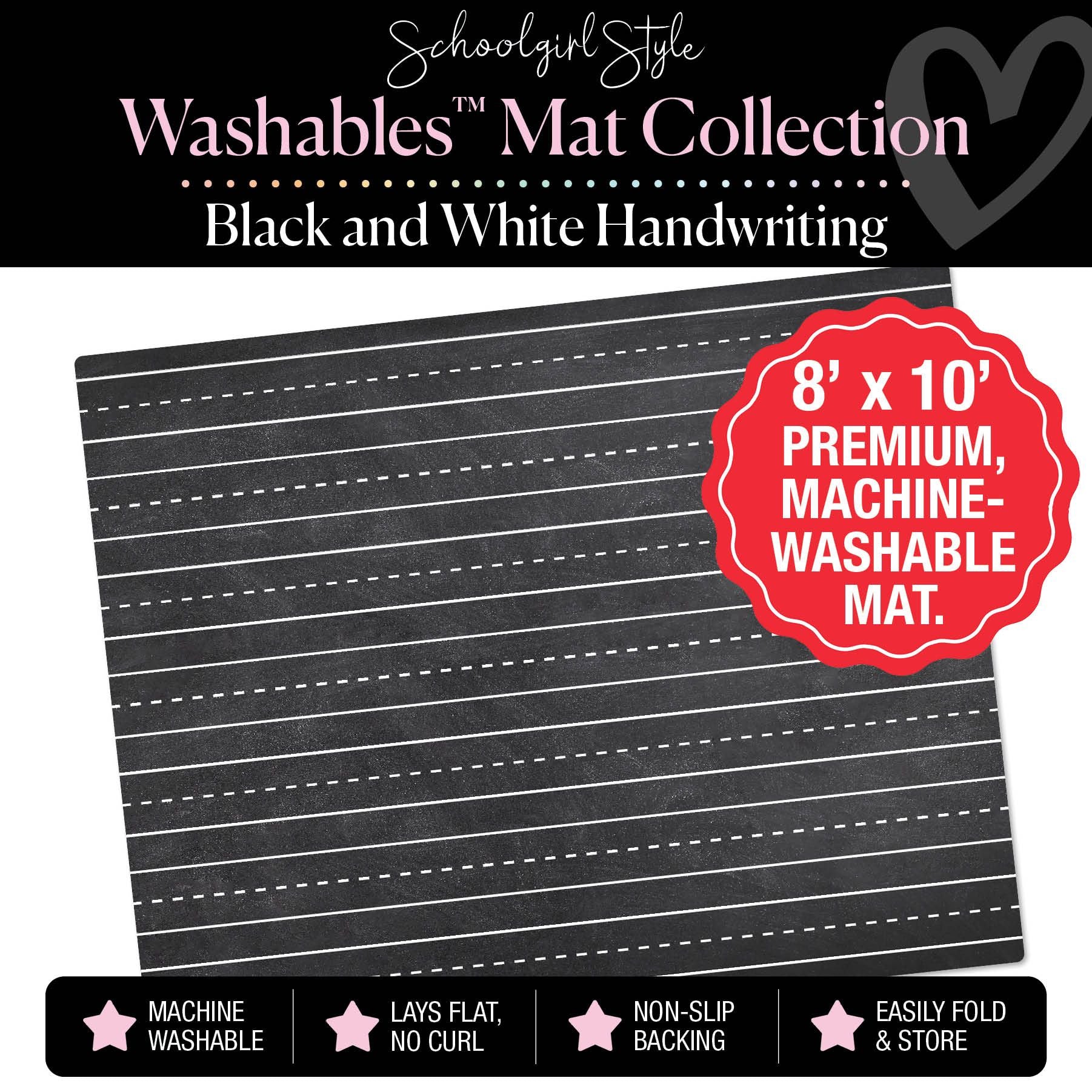Black and White Handwriting Classroom Mat by Schoolgirl Style