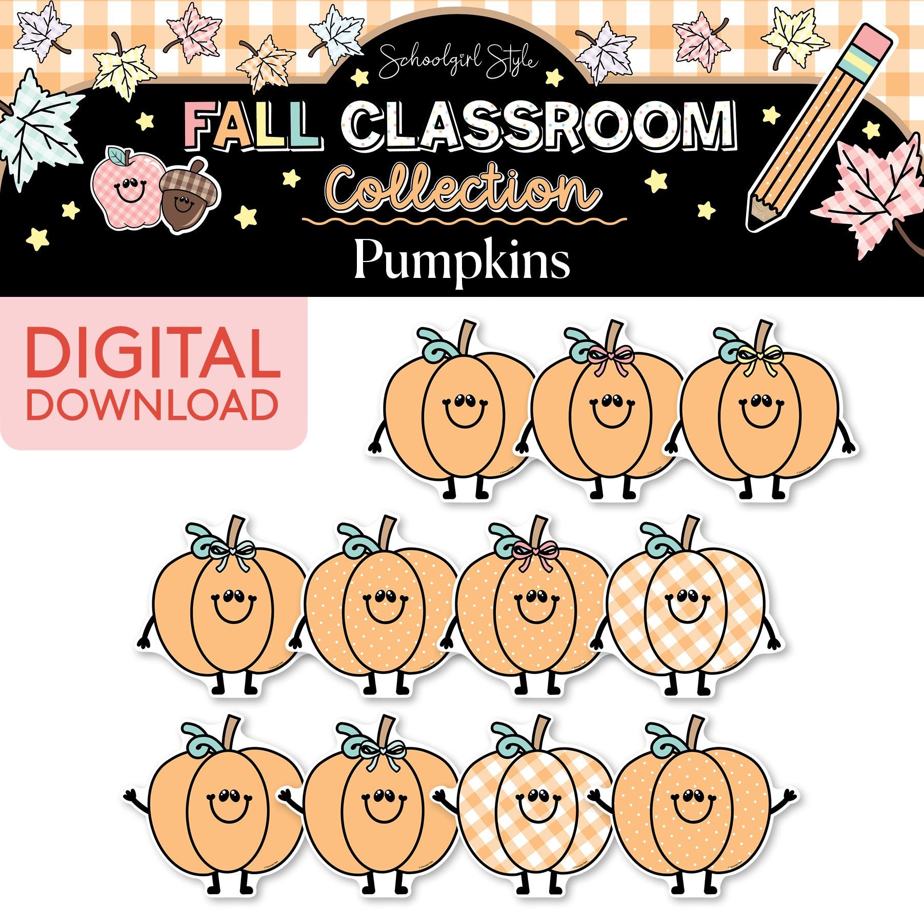 Printable Pastel Fall Pumpkin Cutouts