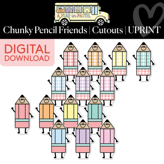 Printable Chunky Pencil Friends Cutouts | A Year In Pastel