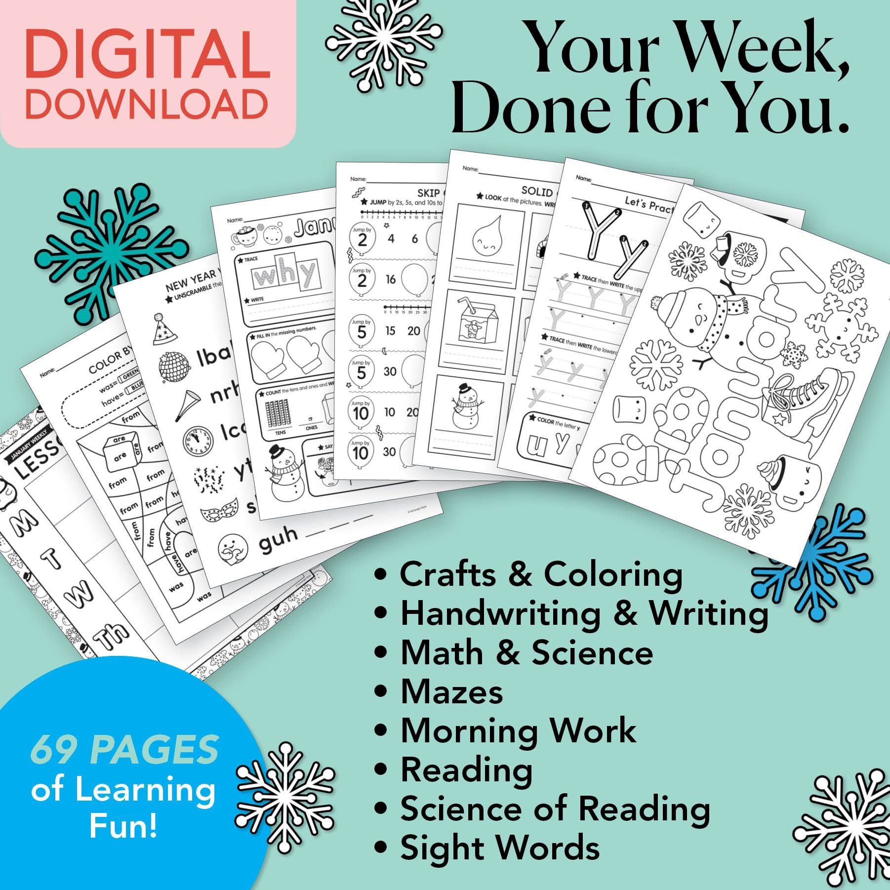 Printable First Grade January Week 1 Resources