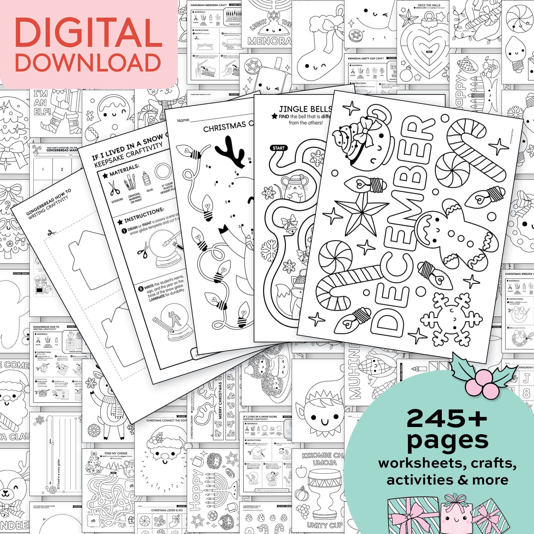 Printable First Grade December Thematic Unit Bundle
