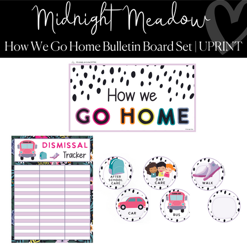 Printable Dismissal Tracker Garden and Floral Classroom Decor Midnight Meadow by UPRINT