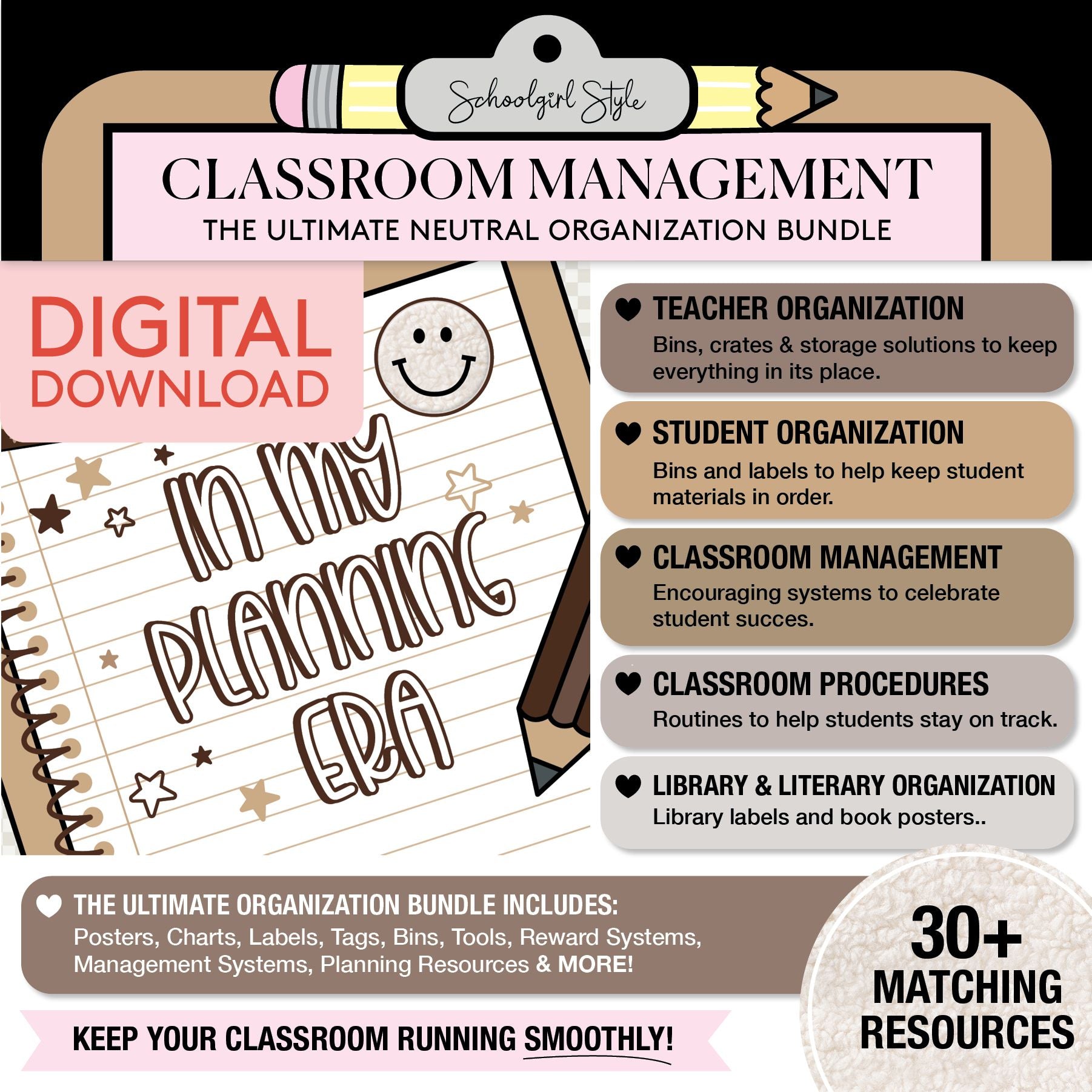 Printable Ultimate Neutral Classroom Management and Organization Bundle